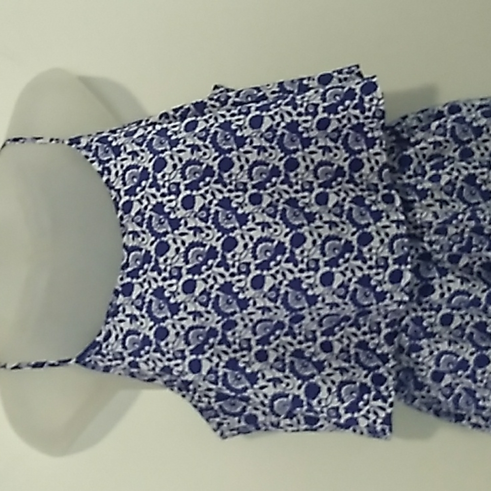 Blue & White Shorts Romper Sz M 💙 XXI Thin Spaghetti strap - Picture 2 of 7